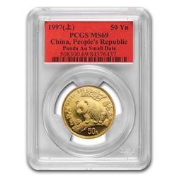 1997 China 1/2 oz Gold Panda MS-69 PCGS (Small Date)