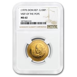 1979 Dominican Republic Gold 100 Peso Pope John Paul II MS-62 NGC