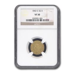 1842-C $2.50 Liberty Gold Quarter Eagle VF-30 NGC