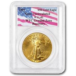 1999 1 oz Gold American Eagle Gem Unc PCGS (World Trade Center)