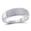 Image 1 : 10kt Yellow Gold Mens Round Diamond Square Cluster Brushed Ring 1/8 Cttw