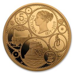 2019 GB £5 Gold Proof Queen Victoria's 200th Anniv