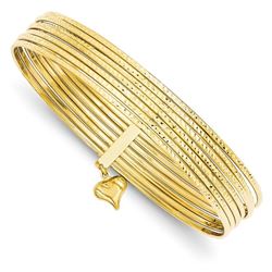 14k Gold Diamond Cut Slip-on 7 Bangle Bracelet