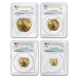 2016 4-Coin Gold American Eagle Set MS-70 PCGS (FS)