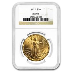 1927 $20 Saint-Gaudens Gold Double Eagle MS-64 NGC