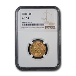 1856 $5 Liberty Gold Half Eagle AU-58 NGC