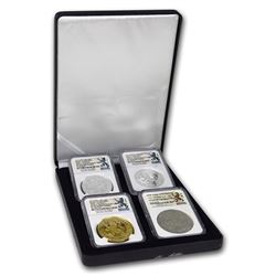 2017 Netherlands Ag & Au Lion Dollar Restrike 4-Coin Set NGC PF70