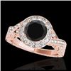 Image 1 : 1.07 ctw Intense Fancy Yellow Diamond Art Deco Ring 18K Rose Gold