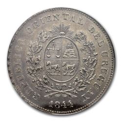 1844 Uruguay Silver One Peso\, MS-62 NGC