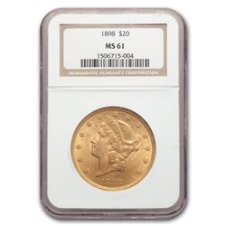 1898 $20 Liberty Gold Double Eagle MS-61 NGC
