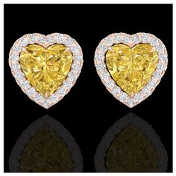 0.77 ctw Intense Fancy Yellow Diamond Art Deco Ring 18K Rose Gold