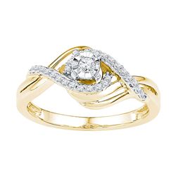 10kt Yellow Gold His & Hers Round Diamond Cluster Matching Bridal Wedding Ring Band Set 1/4 Cttw