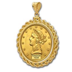 $10 Liberty Gold Eagle Pendant (Rope-ScrewTop Bezel)