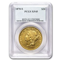 1870-S $20 Liberty Gold Double Eagle XF-45 PCGS