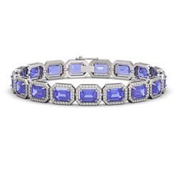 54.79 ctw Aquamarine & Diamond Halo Necklace 10K Yellow Gold