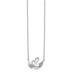 14k White Gold Diamond Swans Necklace - 18 in.