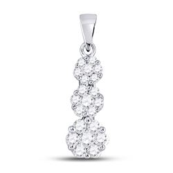 14kt Rose Gold Princess Round Diamond Cluster Pendant 1/4 Cttw