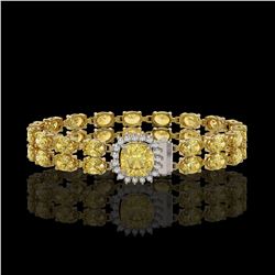 13.83 ctw Amethyst & Diamond Bracelet 14K Yellow Gold