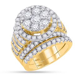 14kt Yellow Gold Unisex Round Diamond Square Cluster Stud Earrings 1/6 Cttw