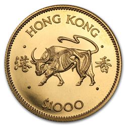1985 Hong Kong Gold $1000 Year of the Ox BU