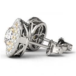 4 ctw Emerald & VS/SI Diamond Earrings 10K White Gold