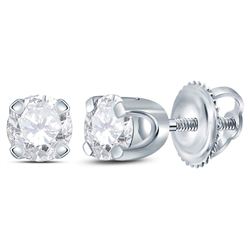 10kt White Gold Round Diamond Scalloped Stackable Band Ring 1/4 Cttw