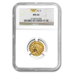 $2.50 Indian Gold Quarter Eagle MS-64 NGC/PCGS