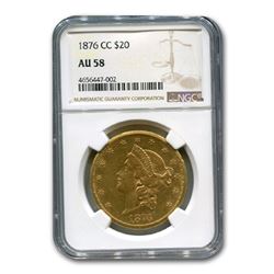 1876-CC $20 Liberty Gold Double Eagle AU-58 NGC