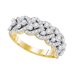 14kt Yellow Gold Princess Diamond Cluster Luxury Necklace 1-7/8 Cttw