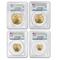 2013 4-Coin Gold American Eagle Set MS-70 PCGS (FS)