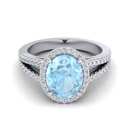2.50 ctw Aquamarine & VS/SI Diamond Ring 18K Yellow Gold