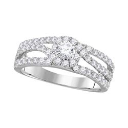 14kt White Gold Round Diamond Curved Wedding Band Ring 1/4 Cttw