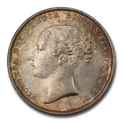 1859 Great Britain Silver Shilling Queen Victoria MS-64 PCGS