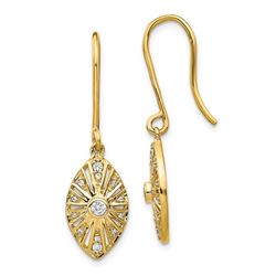 14k Yellow Gold .21ct Diamond Art Deco Leverback Earrings - 43 mm