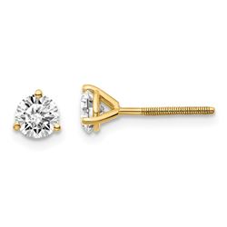 14k Yellow Gold 3/4ct Cert. Lab Grown Diamond 3-Prong Earring