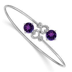 14k White Gold Amethyst Overlap Bangle - 7 in.