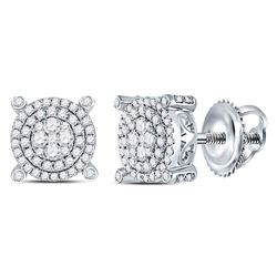 14kt White Gold His & Hers Round Diamond Matching Bridal Wedding Ring Band Set 3/4 Cttw