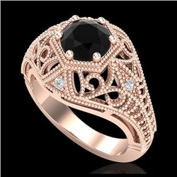 1.30 ctw VS Black Diamond Solitaire Halo Ring 10K White & Rose Gold