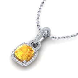 6 ctw Cushion Cut Sapphire Solitaire Necklace 18K White Gold