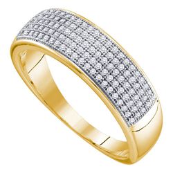 10kt Yellow Gold Mens Round Diamond Square Fluted Cluster Earrings 7/8 Cttw