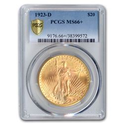 1923-D $20 Saint-Gaudens Gold Double Eagle MS-66+ PCGS