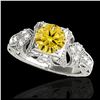 Image 1 : 1.51 ctw Intense Fancy Yellow Diamond Art Deco Ring 18K Rose Gold