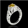 Image 2 : 1.51 ctw Intense Fancy Yellow Diamond Art Deco Ring 18K Rose Gold