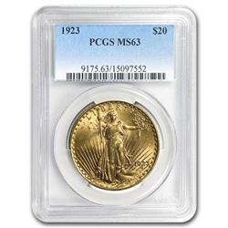 1923 $20 Saint-Gaudens Gold Double Eagle MS-63 PCGS