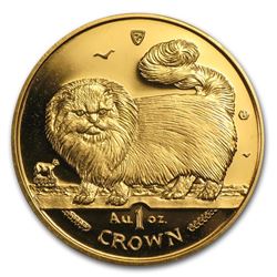1997 Isle of Man 1 oz Gold Longhaired Smoke Cat BU