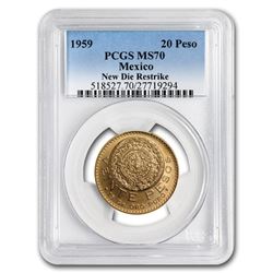 1959 Mexico Gold 20 Pesos MS-70 PCGS (Restrike)
