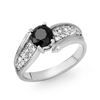 Image 1 : 1.02 ctw Blue Sapphire & Diamond Ring 18K White Gold