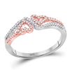Image 1 : 10kt White Gold Round Diamond Double Joined Heart Pendant 1/12 Cttw