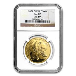 2004 China 1 oz Gold Panda MS-69 NGC