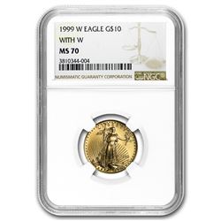 1999-W 1/4 oz Gold American Eagle MS-70 NGC (W Variety)